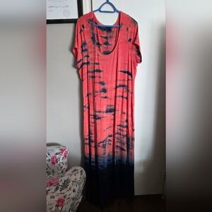 Torrid Pink and Blue Tie-Dye Maxi Dress